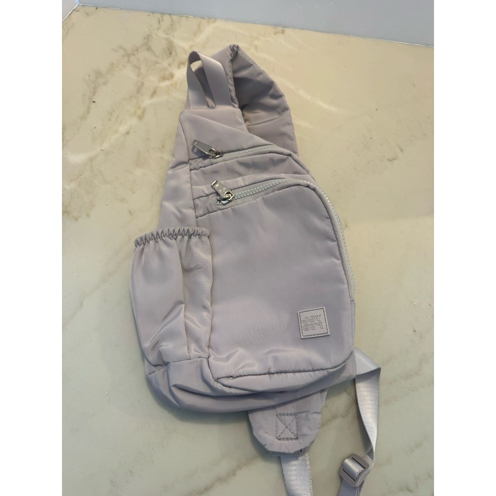 JoyLab Crossbody Sling Bag Gray Lavender Nylon Backpack Adjustable Strap 12x8